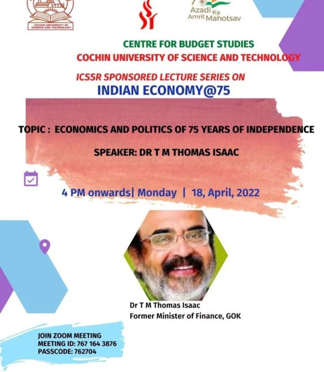 ICSSR Lecture Series : 75 Years of Independence
