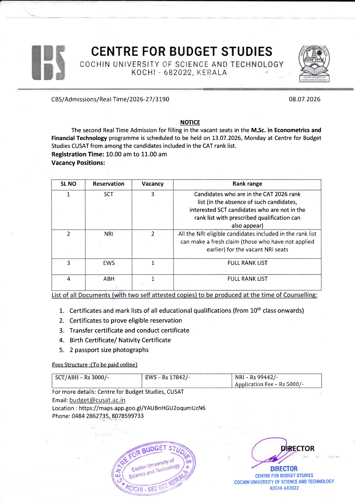 Second Real time Admission for MSc Econometrics and Financial Technology