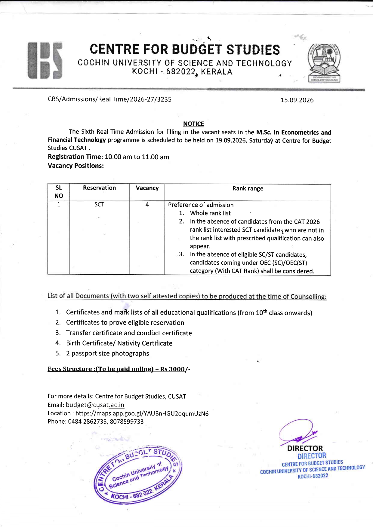 Sixth Real Time Admission: MSc Econometrics and Financial Technology