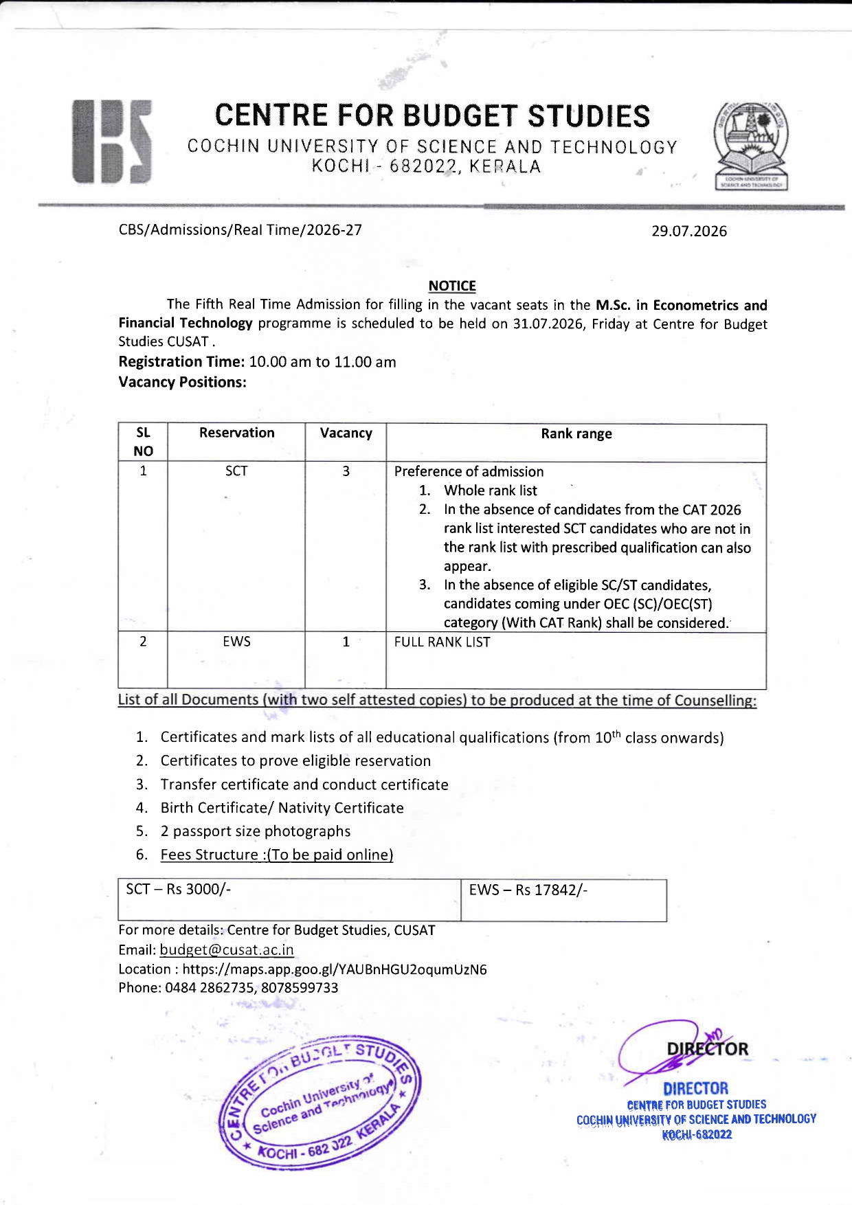 Fifth Real Time Admission for MSc Econometrics and Financial Technology