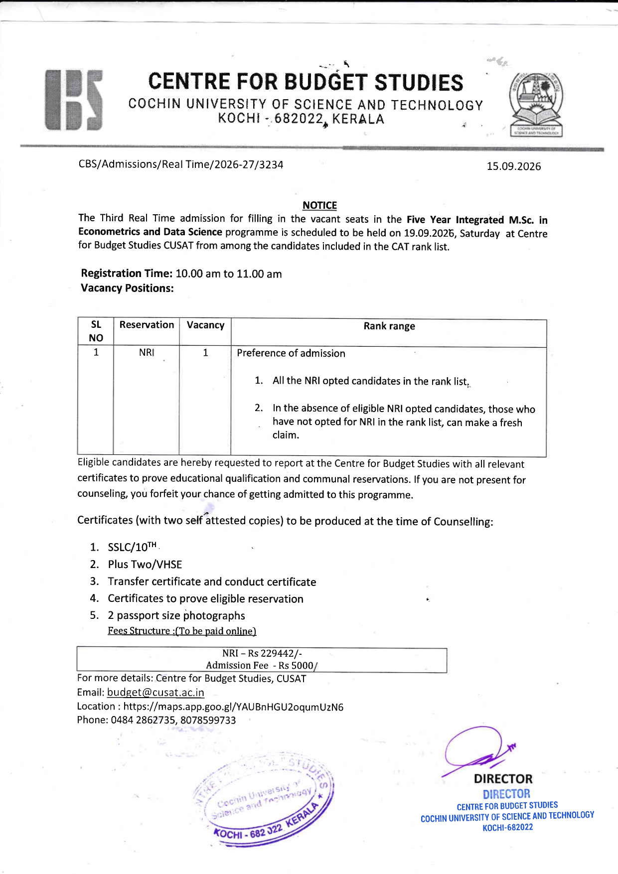 Third Real Time Admission: Five Year Integrated MSc Econometrics and Data Science