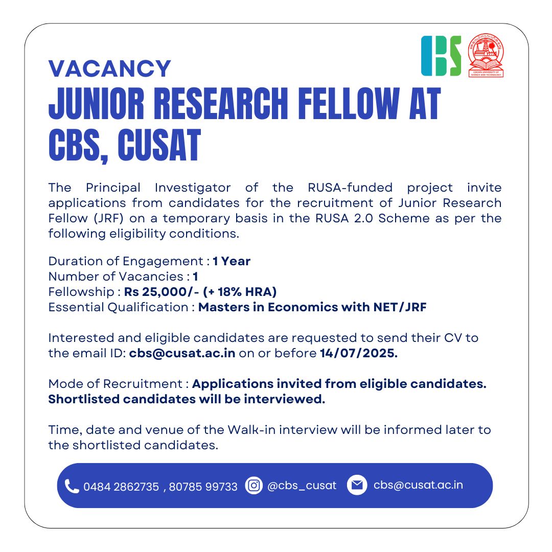 Vacancy - Junior Research Fellow