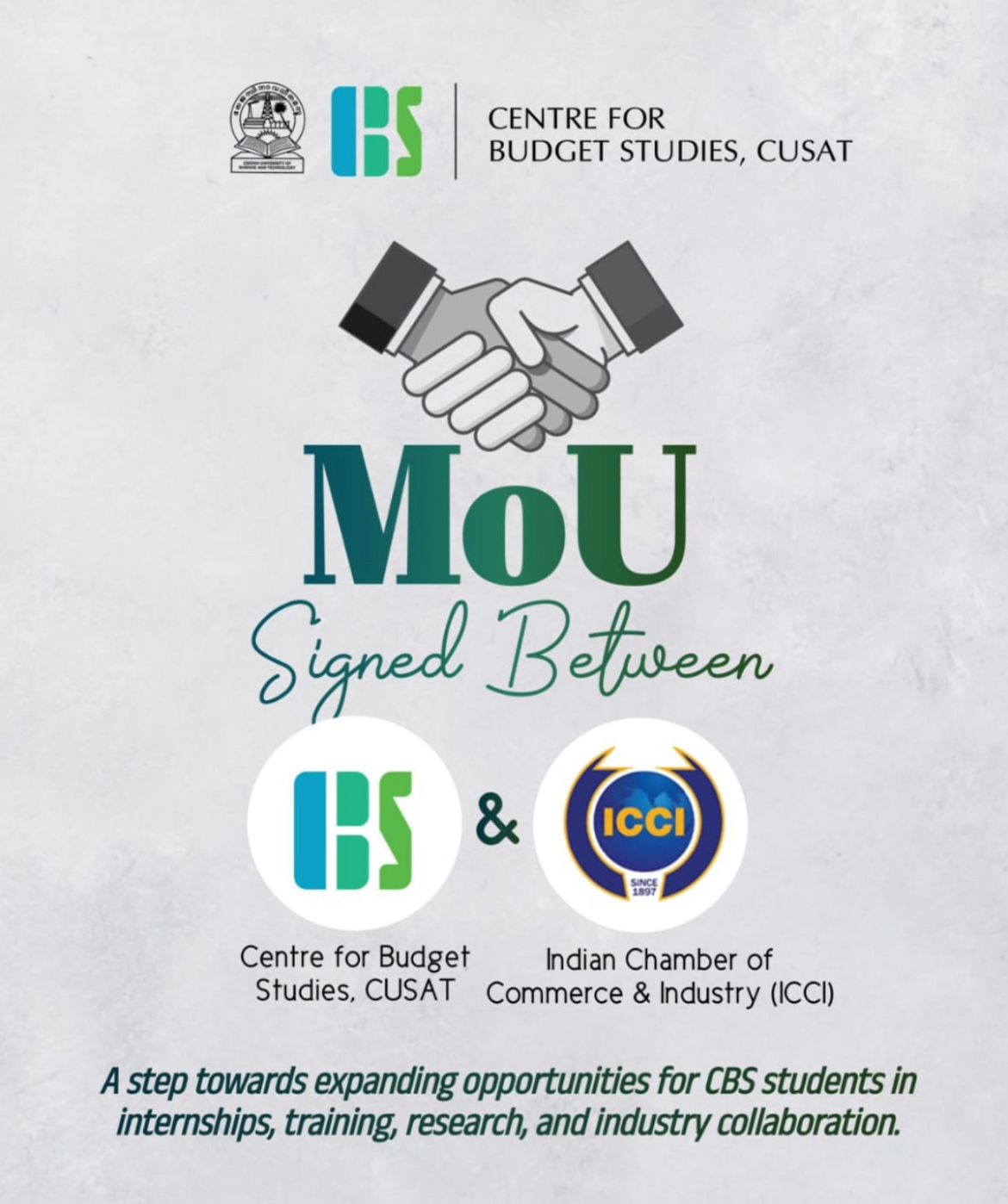 MoU signed between CBS and Indian Chamber of Commerce and Industry